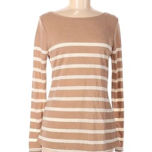 Old Navy Tan Long Sleeve Stipe Top Sz M